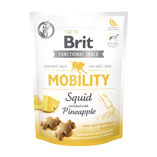 Функциональные лакомства Brit Care Mobility кальмар с ананасом д/собак, 150г