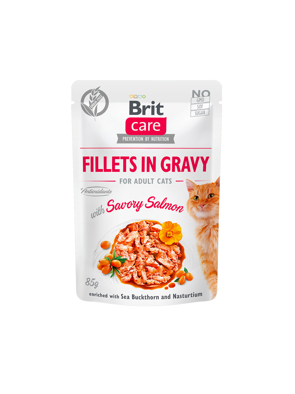 Корм вологий Brit Care в соусі д/стерилізованих котів лосось і тунець пауч 85 гр