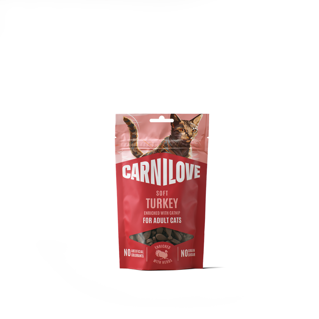 Ласощі Carnilove Софт Снек Тьоркі д/котів м'які індичка і котяча м'ята 50 г арт.112413
