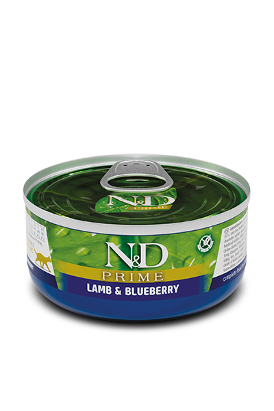 Фарміна кет волог N&D Grain Free PRIME LAMB ADULT з ягням, чорницею 70 г 02062