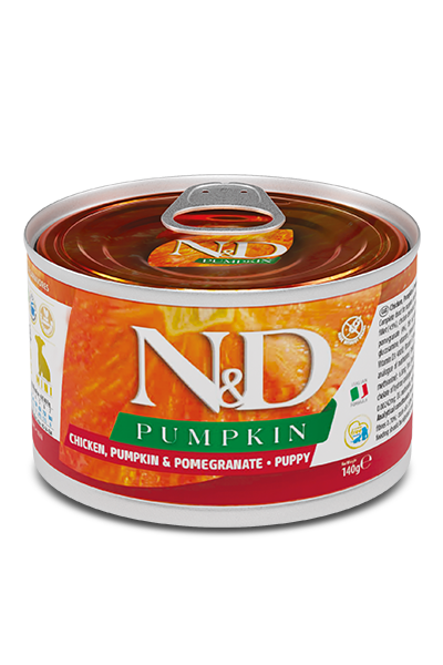 Фарміна дог волог N&D Grain Free PUMPKIN CHICKEN PUPPY MINI з гарбузом, куркою, гранатом 140 г 05711